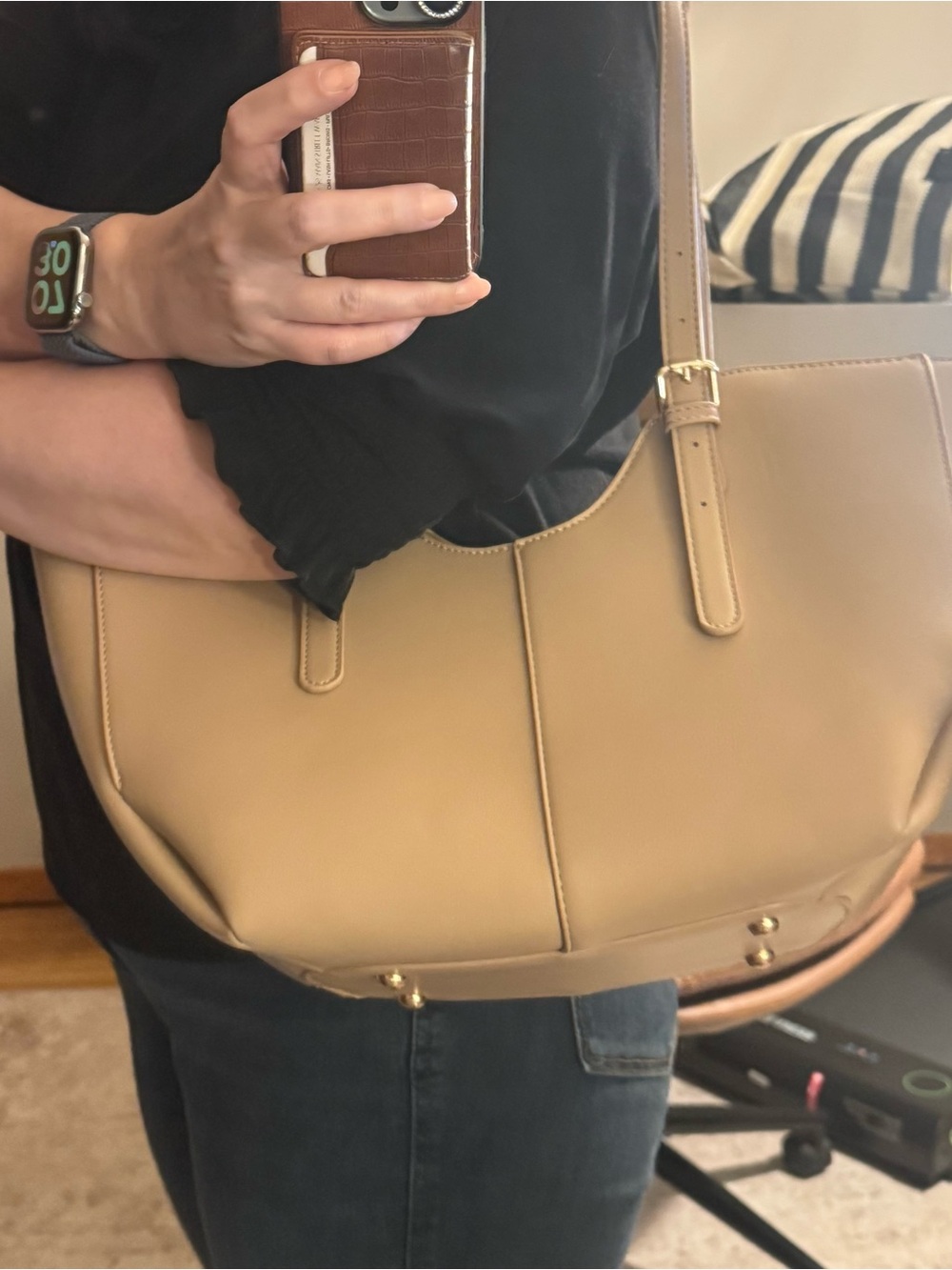 Ello Cora Taupe Structured Shoulder Bag — Polene Vibes—Sold Out Style - Picture 11 of 11